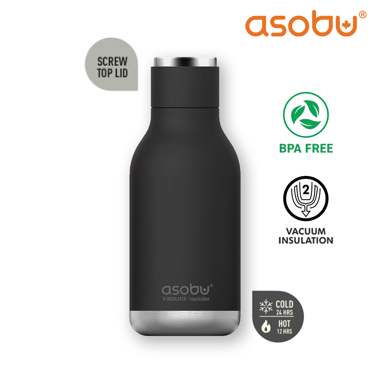 Asobu Stainless Steel Double Insulated Urban Water Bottle 500ML