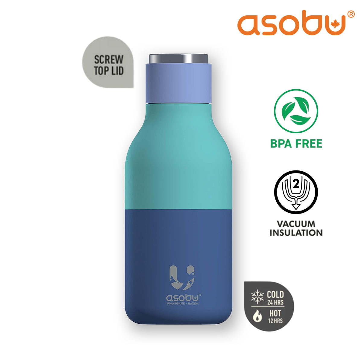 Asobu Stainless Steel Double Insulated Urban Water Bottle 500ML