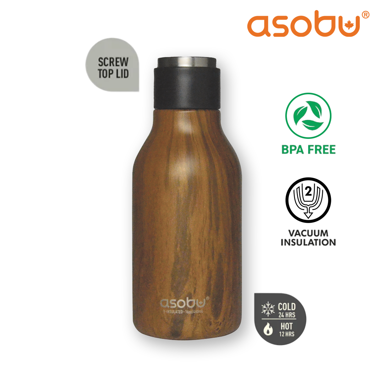 Asobu Stainless Steel Double Insulated Urban Water Bottle 500ML