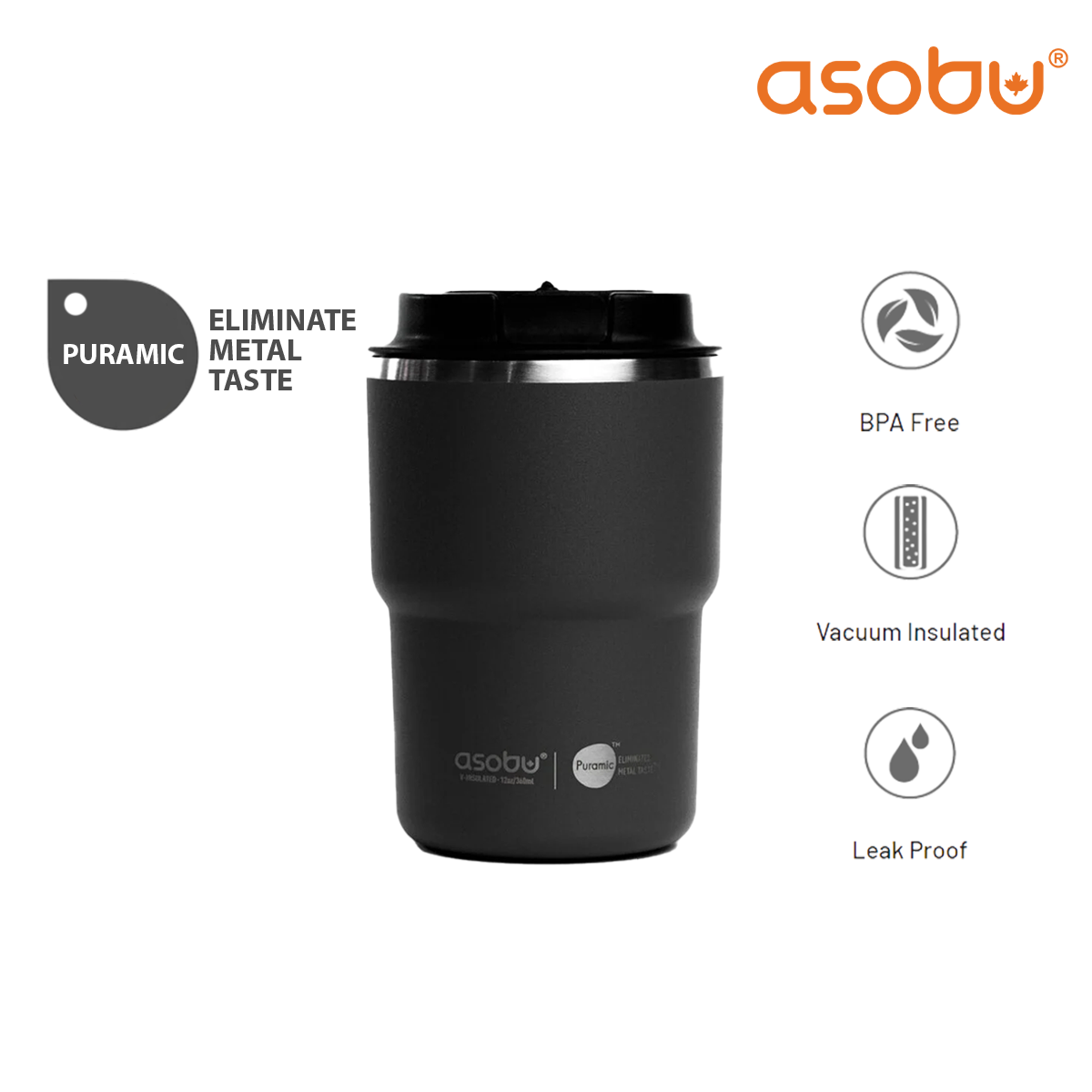 Asobu Stainless Steel Double Insulated Mini Pick-Up Mug/Cup 355ML (Puramic Series Available)