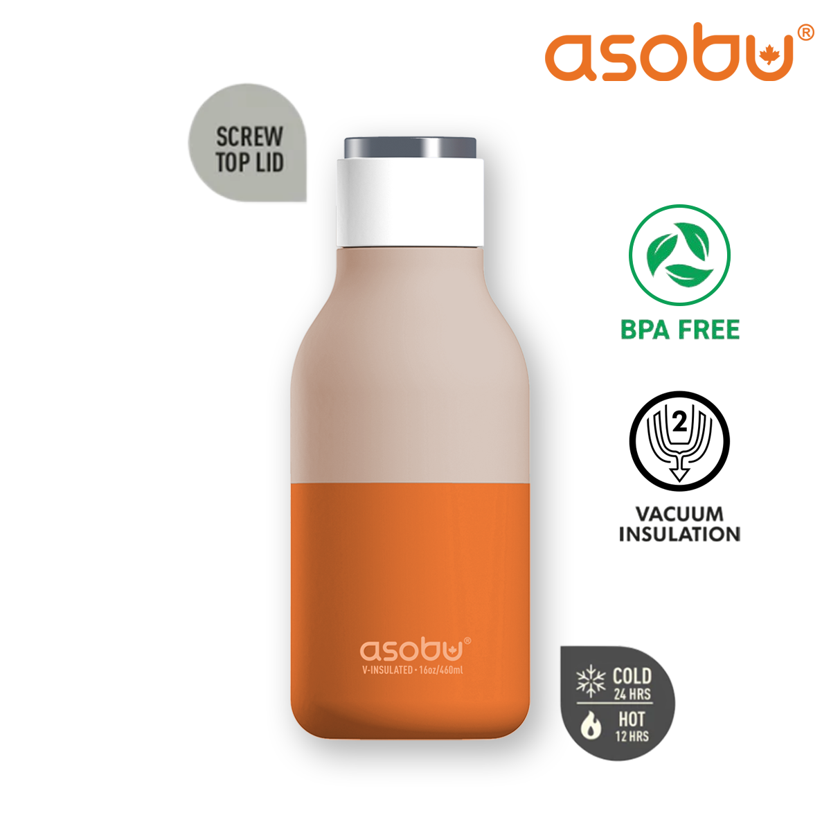 Asobu Stainless Steel Double Insulated Urban Water Bottle 500ML