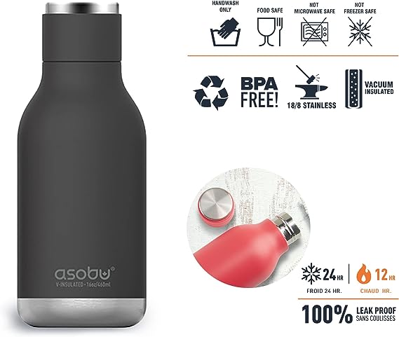 Asobu Stainless Steel Double Insulated Urban Water Bottle 500ML