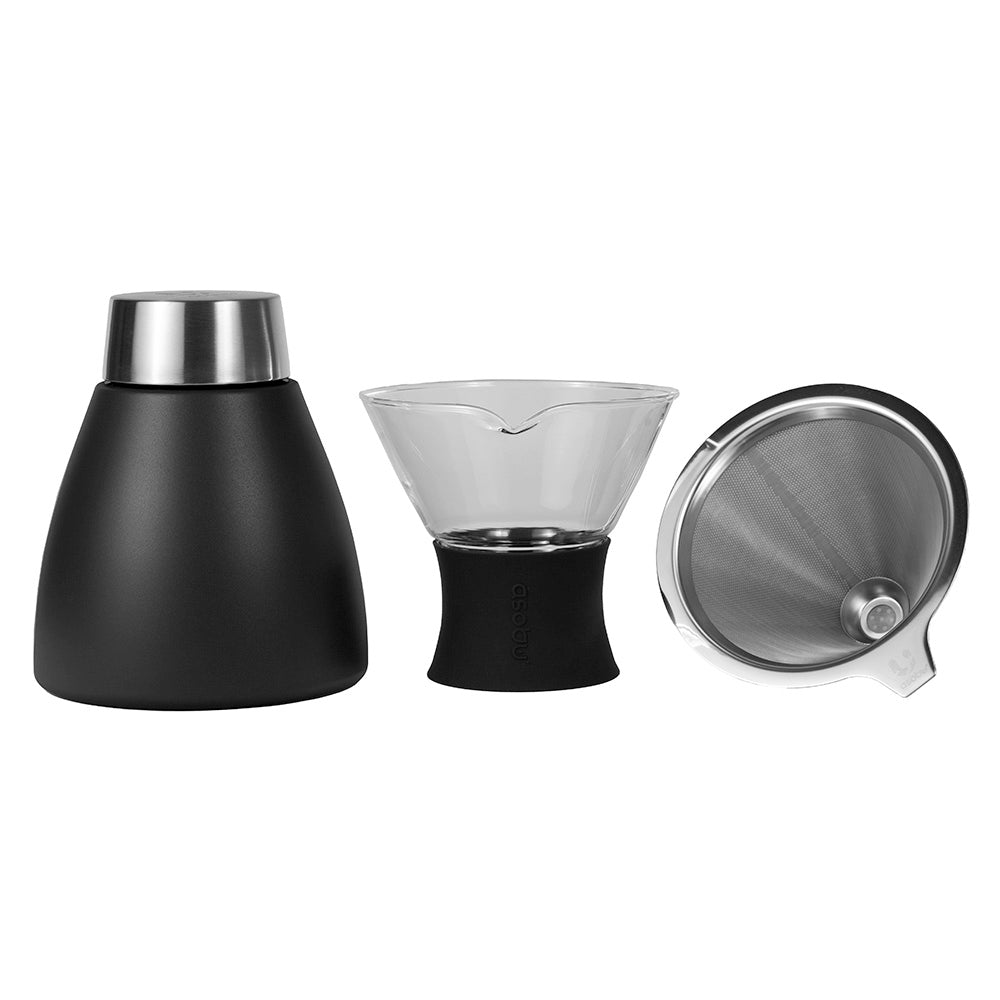 Asobu Stainless Steel Filter Insulated Pour Over Hot Brew Coffee Maker 1.1L