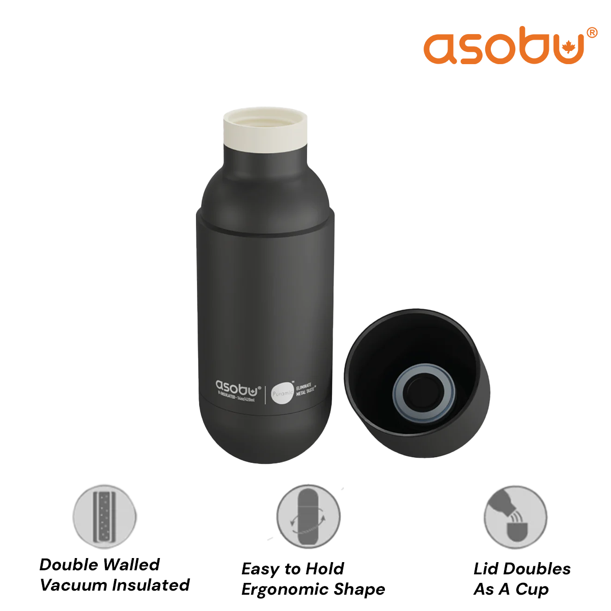 Asobu Stainless Steel Double Insulated Orb Water Bottle 420ML (Puramic Option Available)